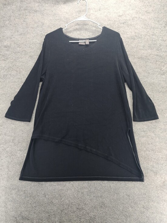 Chico's Tops - Chicos Travelers Blouse Womens Size 2 3/4 Sleeve Black Shirt